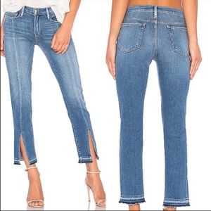 Frame Denim Light Blue High-Rise Slim Ankle Jeans with Front Slits